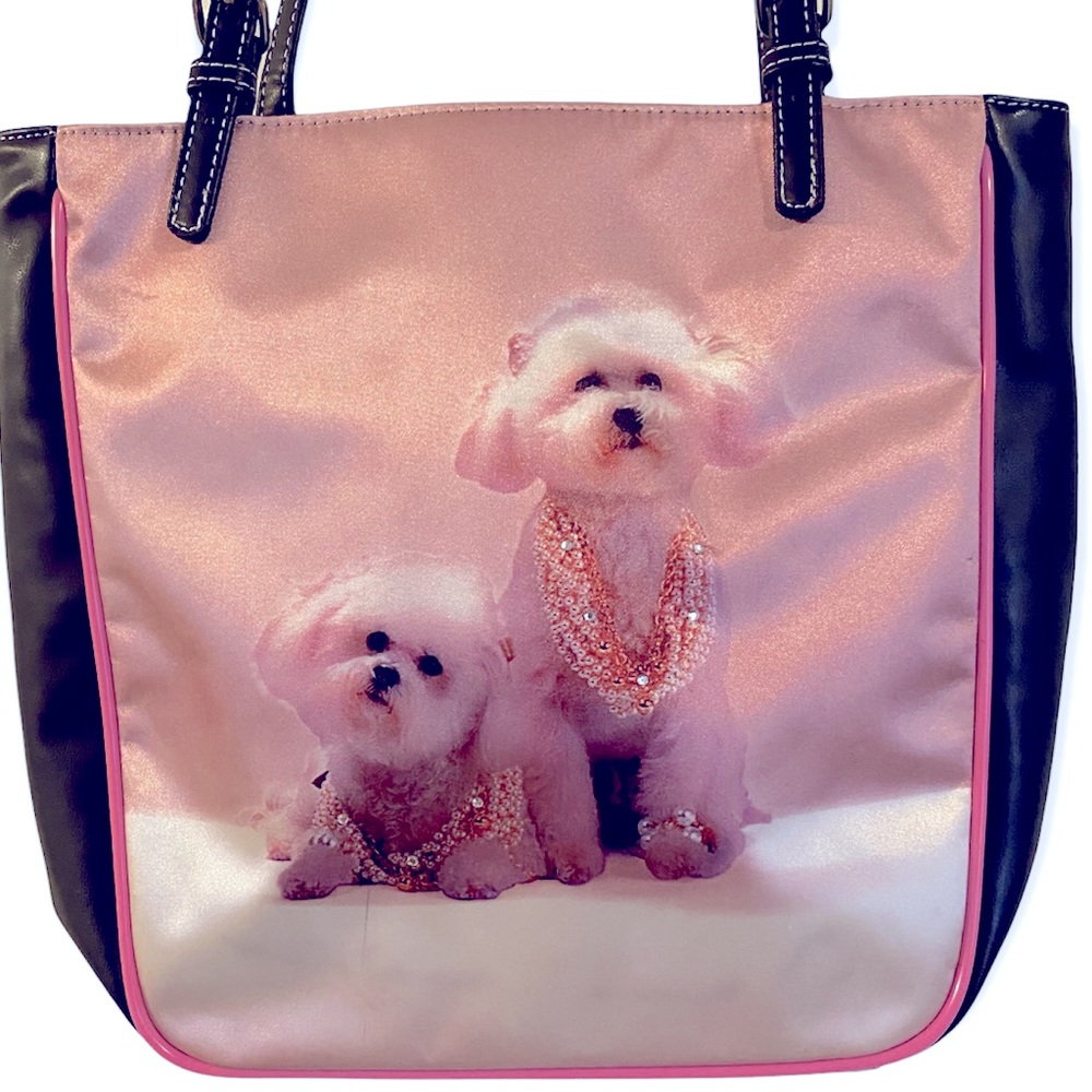 🌸🐶🥺ABSOLUTELY ADORABLE Pink Purse with White Puppies & Rhinestones🥺🐶🌸